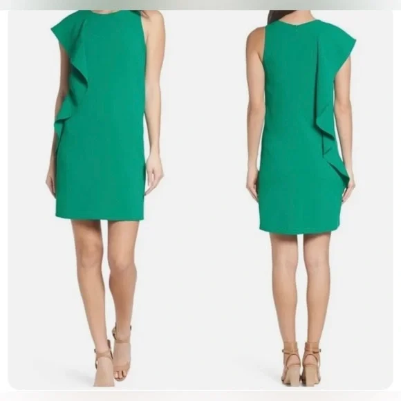 chelsea28 green dress Chelsea28 Long Sleeve Faux Wrap Midi Dress In Green- Olive Bloomtastic - 55% Off